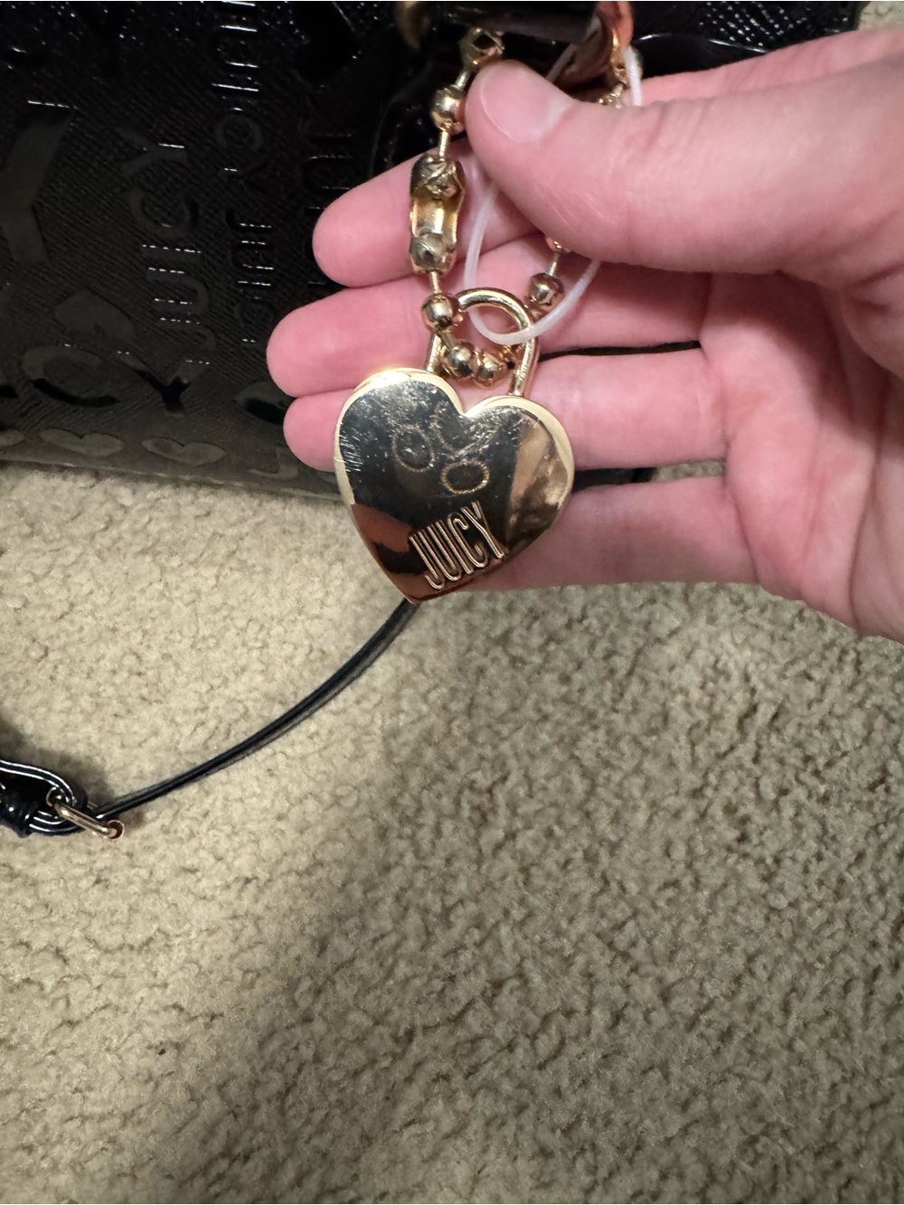 Juicy Couture Black Patent Logo Satchel with Gold Hardware - Picture 7 of 10